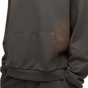 Custom <b>Men</b>’s Minimal Boxy Pullover Hoodie Side Entry <b>Pouch</b> Pocket Drawcord Free Hood Street Fashion Sweatshirt Producer - Product Image 6