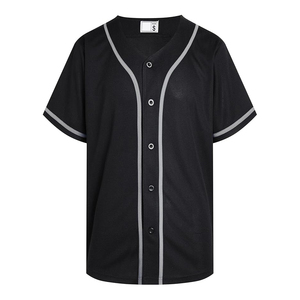 High Performance Black Baseball Jersey Grey Trim <b>Athletic</b> Team Uniform Full Button Sportswear - Product Image 1