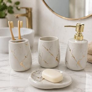 Stylish bathroom decor high end bathroom accessories marble decor <b>set</b> premium vanity decor bathroom storage accessories - Product Image 5