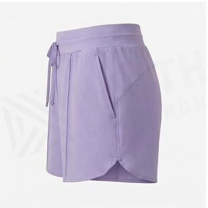 Shorts de yoga taille haute à cordon de serrage North Approach, couleur unie, séchage rapide, en Spandex et Polyester, pour femme - Product Image 3