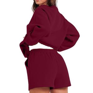 Conjunto de 2 Piezas para Mujer, Sudadera y Pantalones Cortos, Talla Grande, Transpirable, de Spandex/Poliéster, Modelo 2026 - Product Image 4