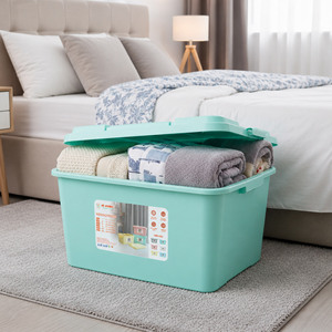 PP <b>Plastic</b> Storage Box Handles BPA Free Stackable Lightweight Eco-Friendly Minimalist Decorative Organizer Living Room Wardrobe - Product Image 1