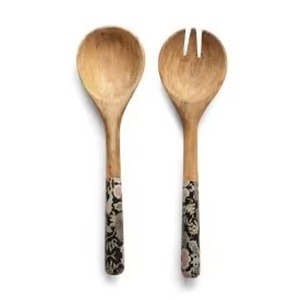 Premium Wooden Salad Serving <b>Set</b> with <b>Rustic</b> Finish for Elegant <b>Dining</b> <b>Table</b> Decoration - Product Image 2