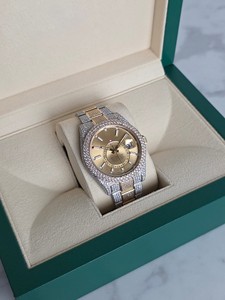 Montre à quartz pour homme en acier inoxydable, cadran de 41 mm, cristal saphir, bracelet de 20 mm, cadran serti de diamants, date automatique, style luxueux - Product Image 5