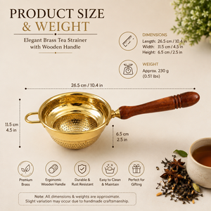 Brass <b>Tea</b> Strainer Fine Mesh <b>Tea</b> <b>Infuser</b> Wooden Handle Loose Leaf <b>Tea</b> Filter Reusable <b>Tea</b> Brewing Strainer Kitchen Accessories - Product Image 4