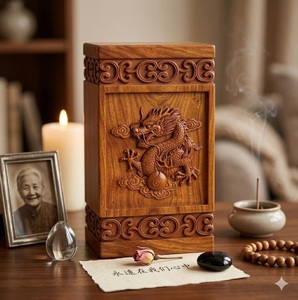 Handmade American Style Eco-Friendly Durable Wooden Dragon <b>Memorial</b> Urn <b>Box</b> for Cremation Ashes <b>Keepsake</b> 200/220 Cubic Inch - Product Image 1