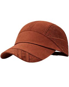Men Rust Brown Mesh Panel Sports Cap Breathable Lightweight Adjustable Summer Running Training Outdoor Baseball Hat For Men Use - Product Image 3