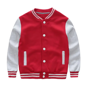 Chaqueta Varsity Personalizada de Alta Calidad con Mangas de Cuero para Niños, Estilo Bomber, Diseño en Blanco para Venta al Por Mayor - Product Image 1