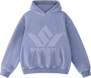 เสื้อฮู้ดโอเวอร์ไซส์แบบยูนิเซ็กซ์ สีพื้น ผ้าฝ้ายเฟรนช์เทอร์รี่ สวมใส่สบายๆ สำหรับฤดูใบไม้ร่วง มีกระเป๋าหน้า ดีไซน์แบบวอชเฟนิช - Product Image 1