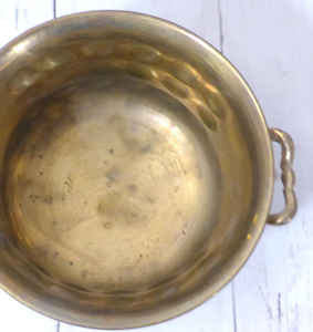 Rustic Brass Tabletop <b>Vase</b> With Hammered Texture Round Shape Handmade For Floral Display convex dot pattern metal pot - Product Image 6