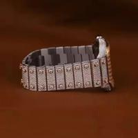 Reloj de Diamante Moissanite Personalizado en Oro Blanco con Esfera Redonda para Hombre, Edición Limitada, Mecánico, Corte Brillante Redondo, Reloj de Cuarzo