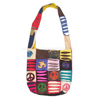 Tas selempang Hippie perca buatan tangan tas Messenger bahu etnik Boho tas selempang katun Hippie dari India