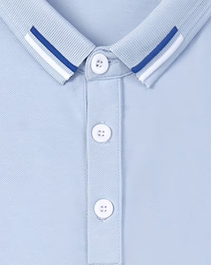 Men's Light Blue Short Sleeve Knitted Breathable Polyester/Cotton Jersey Fabric for Shirt Regular Fit Button Design Casual - Product Image 4