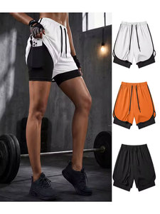 กางเกงขาสั้นออกกำลังกายสำหรับผู้หญิง 2-in-1 เอวสูง รัดเชือก ผ้ายืด/ผ้าฝ้าย แห้งเร็ว ซับในสองชั้น เหมาะสำหรับฤดูร้อน - Product Image 6