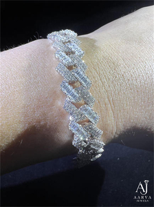 925 <b>Silver</b> Hiphop Moissanite Cuban Link <b>Bracelet</b> Rhodium Plated Round Brilliant Cut Chain <b>Bangle</b> Unisex for Party Wedding Gift - Product Image 4