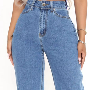 BEST ROCK INTERNATIONAL Jeans de Mezclilla Casuales de Cintura Media y Pierna Recta para Mujer, Nueva Colección de Alta Calidad, 100% Algodón Transpirable - Product Image 4