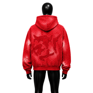 URBAN RED STREET STYLE RHINESTONE OVERSIZED HOODIE FOR <b>MEN</b> SPARKLE <b>PULLOVER</b> RHINESTONE EMBELLISHED Dot Print Casual French Terry - Product Image 2