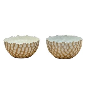 Vente chaude Bols en fer lavé blanc à bord festonné pour remplissage de cire Conteneurs décoratifs en métal avec texture antique fabriquée à la main - Product Image 1