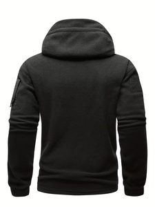 Men's Fleece Sweater Pullover Hoodie with Drawstring Long-Sleeved 100% Cotton Pocket Eco-Friendly Regular Fit for Autumn/Winter - Product Image 2