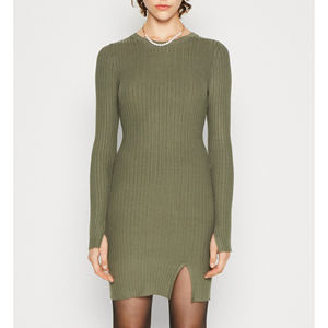 Fabricante Profesional de Vestidos de Punto Acanalados, Vestido Mini Ajustado de Manga Larga, Logotipo Personalizado - Product Image 1