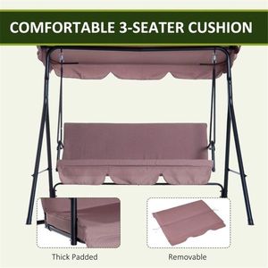 Dondolo a 3 Posti Contemporaneo Marrone per Esterni, Veranda, Giardino e Interni, Realizzato in Poliestere PE - Product Image 6