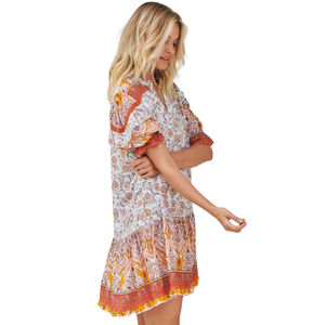 Vestido mini estampado para mujer con cuello cuadrado y corte en A - Product Image 2