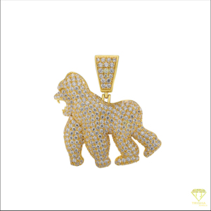 จี้รูปกอริลลาประดับเพชรโมอิสซาไนต์ VVS เงินแท้ 925 สไตล์ฮิปฮอป - Product Image 2