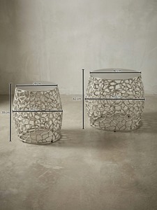 Mesa de Centro Redonda Moderna Home Poetry con Acabado Martillado, 42 cm de Diámetro, Muebles de Sala de Estar, Diseño Contemporáneo - Product Image 1