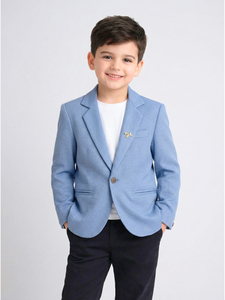 Chaqueta Blazer Azul Claro para Niños, Chaqueta Formal Texturizada para Eventos Escolares y Fiestas - Product Image 2