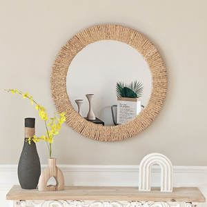 Espejo de pared costero hecho a mano, diseño de cuerda Natural, accesorio decorativo elegante para el hogar - Product Image 3