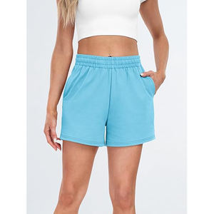 Pantalones Cortos de Forro Polar con Bloques de Color para Mujer, Costuras en Contraste, Cintura Alta, Bolsillos Laterales, Cordón Ajustable, Ajuste Relajado, Ropa Deportiva Informal - Product Image 3