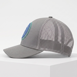 Gorra unisex de malla con cierre a presión, 6 paneles, ajustable, transpirable, estilo casual, color gris, para uso diario. - Product Image 2