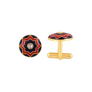 Luxury Gold Plated <b>Navy</b> Red Enamel Round Cufflinks for Men Star Pattern Formal Shirt <b>Accessories</b> Wedding Business Gift Cuff Link - Product Image 6