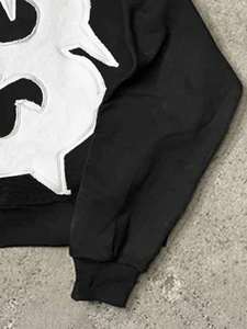 Custom Goth/Streetwear <b>Rhinestone</b> Hoodies Heavyweight Full-Zip <b>Jacket</b> with Custom Applique Patches Pullover Cropped Manufacturer - Product Image 4