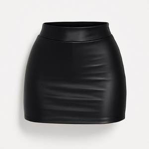 Jupe crayon mini taille haute en cuir véritable pour femme, couleur unie, style brillant et sexy, toutes saisons - Product Image 1