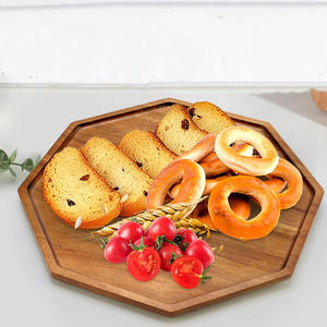 Lot de 3 plateaux de service ronds en bois d'acacia durable Plateau de fromages Planche de charcuterie pour les cadeaux de fête et le service de nourriture - Product Image 4