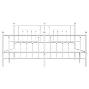 Cadre de lit complet en acier blanc thermolaqué, lit rectangulaire en métal - Product Image 6