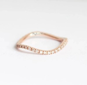 Minimalist Trendy Wedding Band Lab Grown Diamond 14K Rose <b>Silver</b> Diamond Wave <b>Ring</b> Moissanite <b>Eternity</b> Band Wedding Anniversary - Product Image 2