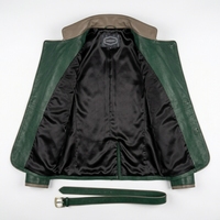Manteau Trench Safari Personnalisé Darkry en Cuir Véritable Vert Émeraude pour Homme, Veste Enveloppante Ceinturée, Vêtement d'extérieur – Vente en Gros Direct Usine