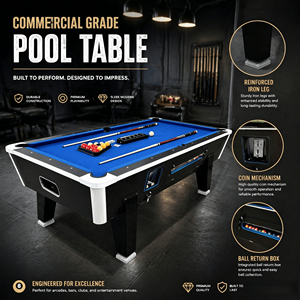 Tavolo da Biliardo Commerciale a Moneta - Prezzo all'Ingrosso - Tavolo da Biliardo Americano da 7ft e 8ft per Sala Giochi Indoor - Product Image 1