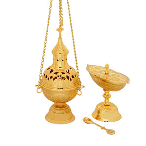กระถางธูปทองเหลืองพร้อมเรือและช้อน |   ชุดกระถางธูป – DOUBLE VEE EXPORTS - Product Image 1