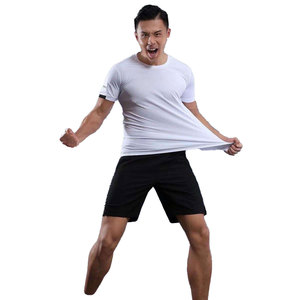T-shirt sportif pour homme, manches courtes, col rond, coupe ajustée, séchage rapide, tricoté, couleur unie, 100% polyester - Product Image 5