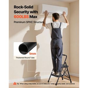 Scala Pieghevole in Acciaio a 2 Gradini Leggera con Pedali Larghi Antiscivolo e Impugnatura Confortevole, Capacità 600 Libbre per Uso in Soffitta e Palestra - Product Image 4