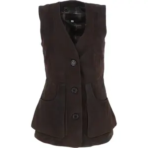 Long Style Sleeveless Women's Suede Leather jacket Button-Up Waistcoat with Plaid Lining Breathable Outerwear Women's Vest