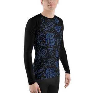 Men's Long Sleeve Rash Guard: Blue <b>Coral</b> UPF 50+ Surf Shirt - Product Image 6
