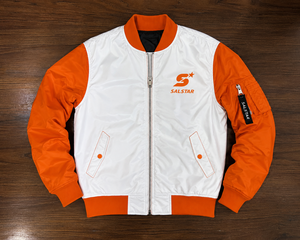 High Quality <b>Waterproof</b> Winter Bomber OEM Manufacturer Wholesale Streetwear Varsity <b>Jacket</b> Men Custom Orange <b>White</b> Contrast - Product Image 6