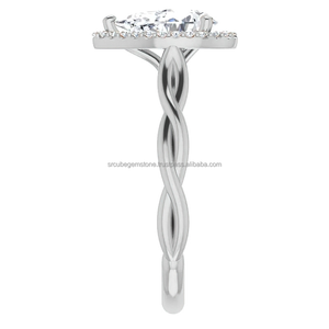 แหวนหมั้นเงิน925เม็ดลูกแพร์ตัดเพชรที่โตขึ้นได้รับการรับรอง IGI สี F ของขวัญแต่งงานชุบทอง VS1ใส4X6 - Product Image 4