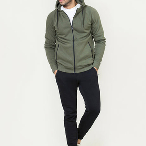 Custom Men’s Olive Green Full <b>Zip</b> <b>Hoodie</b> with Drawstring Hood and Zipper Side <b>Pockets</b> Casual Sportswear Sweatshirt - Product Image 5
