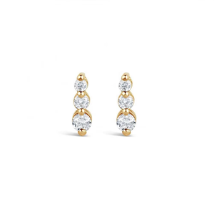 VB-SR63 Trio Pendientes de Oreja Tipo Escalador con Diamante Redondo Cultivado en Laboratorio, Oro Sólido de 10K 14K, Venta al por Mayor, Pendientes Graduados Tipo Escalador - Product Image 5