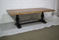 Table à manger rustique en bois de manguier massif, finition bicolore, style européen moderne, base pliable, écologique, pour la maison et l'hôtel